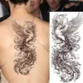 Waterproof phoenix tattoo sticker for arm and leg, temporary body art transfer for men and women. - NZ025 / 19.8x9.6CM