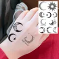 Foglio di adesivi per tatuaggi temporanei luna crescente stella sole arte corporea mano - HS048