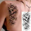 Temporary tattoo sticker gothic skull peony flower waterproof body art for arm leg back - NZ541