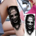 Halloween spooky scary zombie face temporary tattoo sticker waterproof arm leg body art gothic - nz1063 / 19.8x9.6CM
