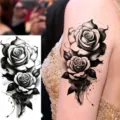 Sexy black and grey rose temporary tattoo sticker for arm, waterproof body art design. - Rose Flower Style (NZ703)