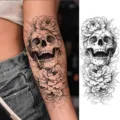 Halloween skull flower temporary tattoo sticker for arm and leg gothic art decor - NZ542