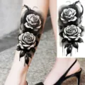 Sexy black and white rose leaf temporary tattoo sticker for arm and body art decoration - Rose Flower Style (NZ704)