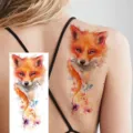 Watercolor fox temporary tattoo sticker for back arm body art fashion decorative waterproof design. - NZ1081 / 19.8x9.6CM