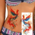 Waterproof temporary phoenix tattoo sticker, realistic floral body art design for women. - NZ1075 / 19.8x9.6CM