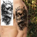 Waterproof temporary tattoo sticker gothic skull design realistic arm leg body art 1pcs - NZ1087 / 19.8x9.6CM
