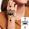 Black lotus temporary tattoo sticker for hand neck body art waterproof transfer tattoo design - HL035 / 12x8cm