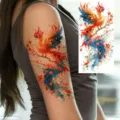 Waterproof temporary phoenix tattoo sticker for arm and leg, realistic colorful art. - NZ1076 / 19.8x9.6CM