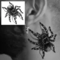 Adesivo per tatuaggio temporaneo di ragno realistico, body art insetto nero e bianco. - HA001