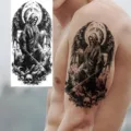 Waterproof Halloween temporary tattoo sticker grim reaper skeleton arm body art decal. - NZ1089 / 19.8x9.6CM