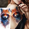 Waterproof temporary tattoo sticker featuring a vibrant watercolor fox design for arm. - NZ1210 / 19.8x9.6CM