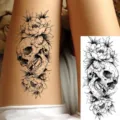 Skull Peony Temporary Tattoo Sticker Realistic Body Art Arm Leg Halloween Costume Party - NZ546