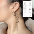 Adesivo per tatuaggio temporaneo con design verticale geometrico di sole e luna celeste. - HS088