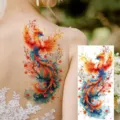 Waterproof temporary watercolor phoenix tattoo sticker for arm leg body art party decoration. - NZ1078 / 19.8x9.6CM