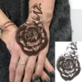 Temporary black and white rose flower tattoo sticker for hand and neck body art sticker - HL041 / 12x8cm