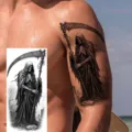 Halloween grim reaper temporary tattoo sticker waterproof realistic arm body art decor - NZ1096 / 19.8x9.6CM