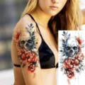 Halloween Skull Flower Temporary Tattoo Sticker Waterproof Arm Leg Body Art Decal Decor - NZ547 Pattern