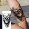 Waterproof temporary tattoo sticker with demon skull design for arm and leg decoration. - NZ1099 / 19.8x9.6CM