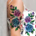 Waterproof temporary tattoo sticker with colorful roses design for arm decoration. - Rose Flower Style (NZ851)