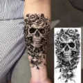 Waterproof Halloween skull floral temporary tattoo sticker for arm and leg body art - Nz1110 / 19.8x9.6CM