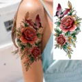 Temporary tattoo sticker sexy rose butterfly fake body art waterproof arm tattoo for women - Rose Flower Style (NZ857)