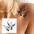 Butterfly crescent temporary tattoo sticker body art waterproof fake tattoo for women men - HA030 / 8x8cm