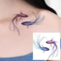 Elegant watercolor betta fish temporary tattoo sticker for collarbone and body art. - HA023