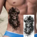 Halloween waterproof skull temporary tattoo sticker, realistic body art design for arm and waist. - NZ1160 / 19.8x9.6CM