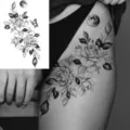 Adesivo per tatuaggio temporaneo impermeabile con rose realistiche, luna e farfalla. - LZ254