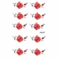 Piccolo foglio di adesivi per tatuaggi temporanei di rose rosse, elegante design per braccio. - HS347