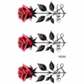 Adesivo per tatuaggio temporaneo rosa rossa arte corporea floreale estetica braccio gamba - HS350