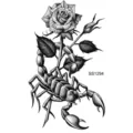 Adesivo per tatuaggio temporaneo scorpione rosa nero e bianco con stile d'arte. - SS1294 / 9.8x5.8cm