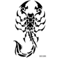 Variante adesivo tatuaggio scorpione cool, design tribale nero per mano e collo. - SS1295 / 9.8x5.8cm