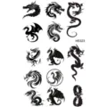 Black dragon temporary tattoo sticker sheet for hand and neck body art waterproof design - HS323
