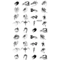 Temporary dragon tattoo stickers sheet, various tribal black tattoo designs for body art. - HS324