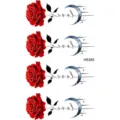 Foglio adesivo per tatuaggio temporaneo con rosa rossa e luna crescente, arte corporea. - HS355