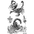 Foglio di adesivo per tatuaggio temporaneo scorpione cool per mano e collo stile. - SS1297 / 9.8x5.8cm