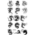 Temporary dragon tattoo stickers sheet, waterproof black body art designs for men and women. - HS325