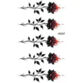 Foglio di adesivi per tatuaggi temporanei con eleganti rose nere e rosse e fiamme per braccio. - HS357