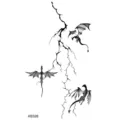 Waterproof temporary tattoo sticker featuring dragon and lightning design for hand and neck. - HS326