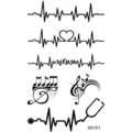 Tatuaggio temporaneo adesivo battito cardiaco ECG note musicali arte impermeabile - Stile SS101 (SS101)