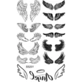 Foglio di tatuaggio temporaneo con varie ali d'angelo e stili artistici per il corpo. - SS201