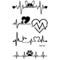 Adesivo per tatuaggio temporaneo ECG con battito cardiaco, cane e cuore per le dita. - Stile SS102 (SS102)