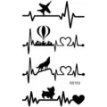 Adesivo per tatuaggio temporaneo impermeabile battito cardiaco cane lupo aereo foglio 1pz - Stile SS103 (SS103)