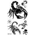 Cool black scorpion and skull temporary tattoo sticker variant, perfect for body art. - SS1301 / 9.8x5.8cm