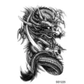 Fierce dragon temporary tattoo sticker for hand or neck, detailed black ink body art. - SS1225