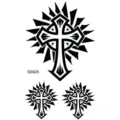 Adesivo per tatuaggio temporaneo croce gotica design sole nero variante stile nuovo - SS925