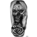 Tatuaggio temporaneo teschio nero rosa design arte corpo braccio gamba adesivo - XZ026 (Teschio Denaro)