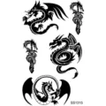 Temporary dragon tattoo sticker set, waterproof black tribal body art for arm, neck. - SS1315