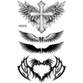 Cross feather wing tattoo sticker temporary body art waterproof sticker gothic style variant - SS205